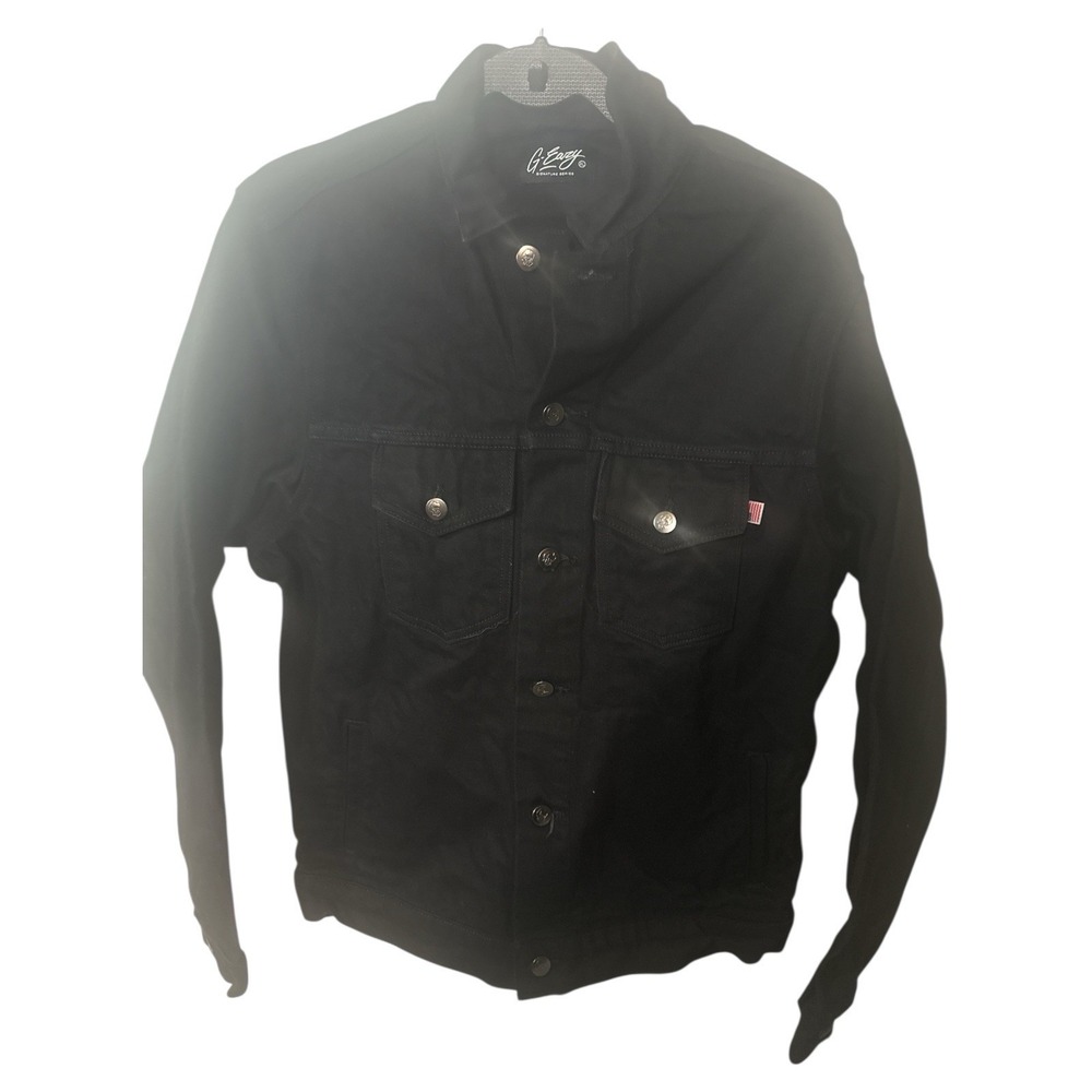 G-Eazy‎ The Beautiful & Damned black denim emo jacket. Black Cotton Denim. Sz XL